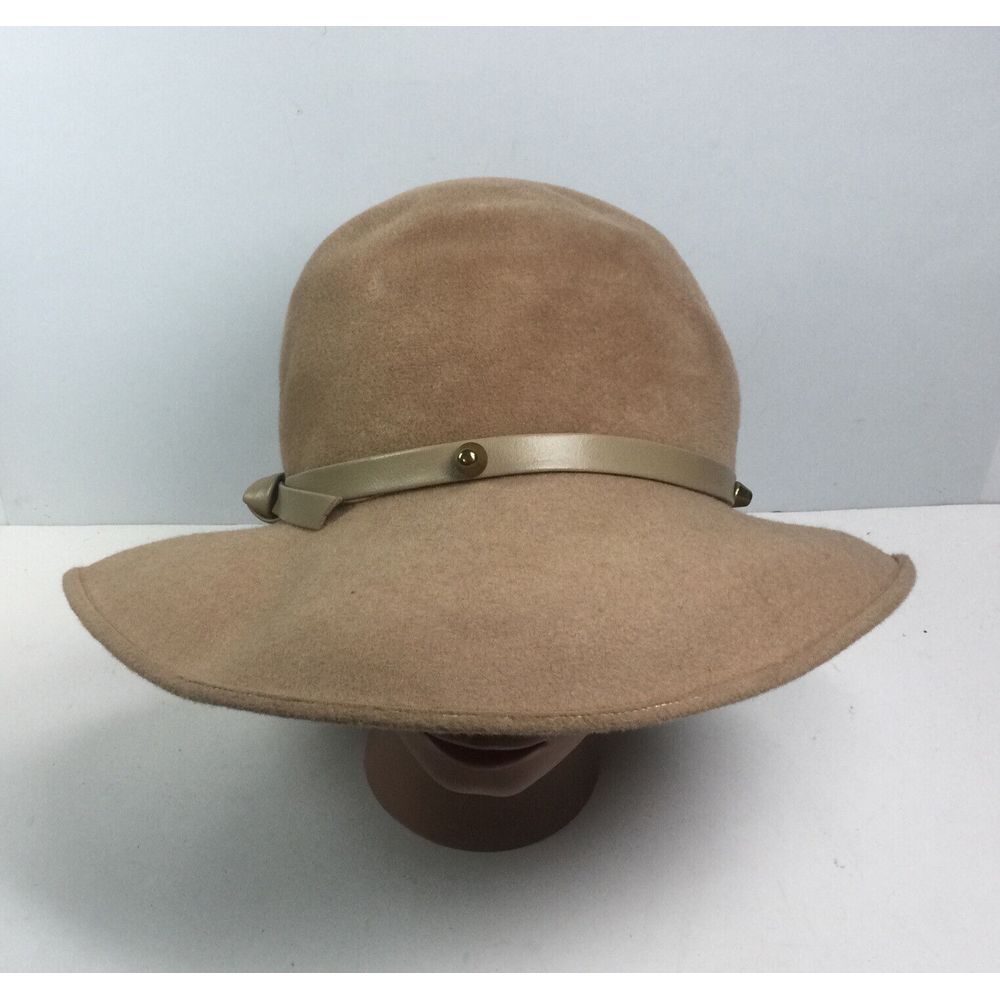 Vintage Mr. John New York & Paris womens designer beige wool hat made USA